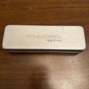 Morel Lightec Eyeglass Case Flip Top Hard Storage Case Silver Tone Felt Lined